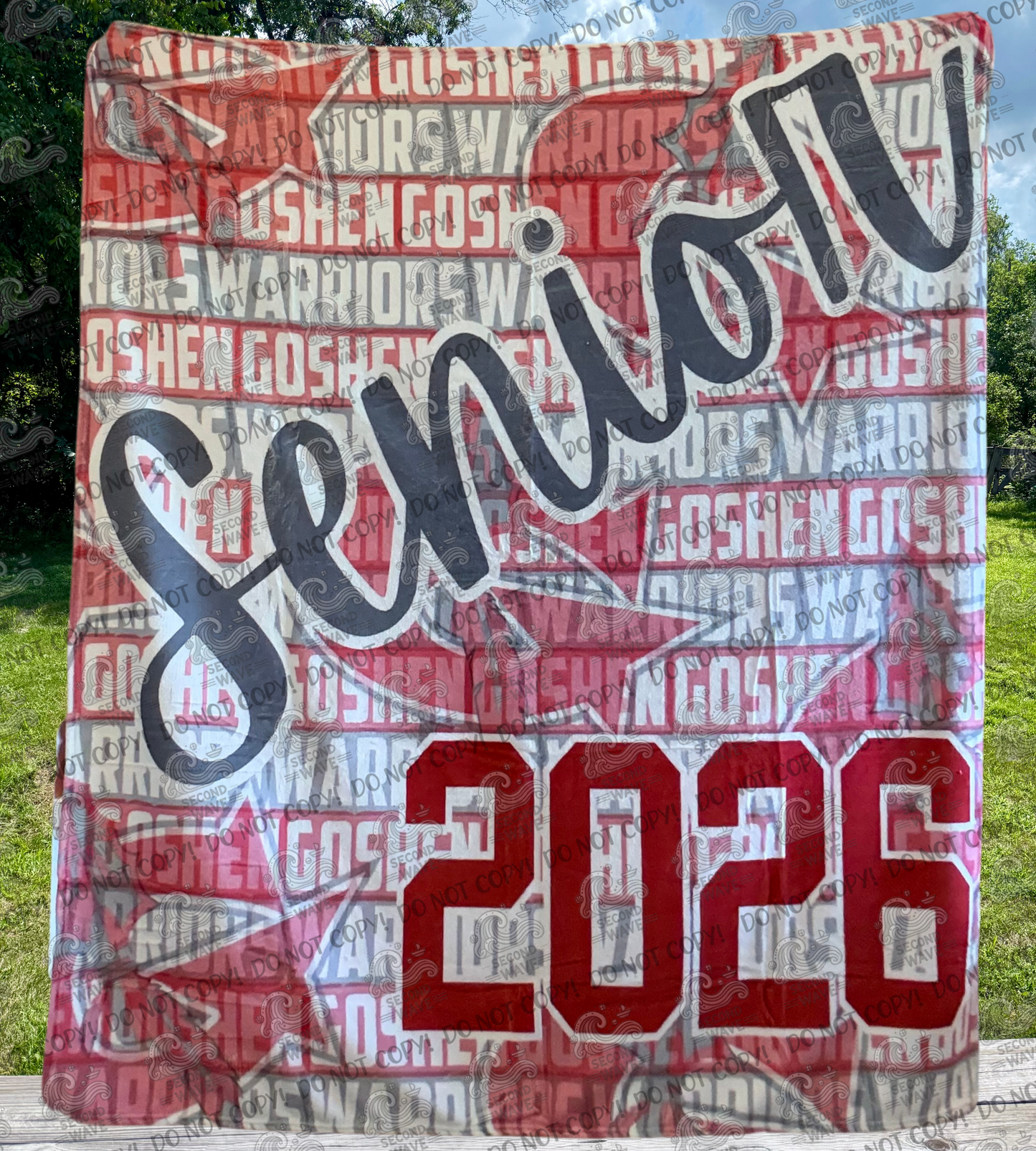 Goshen Senior 2026 Colored Lettering Repeating Background 50x60 Inch Blanket