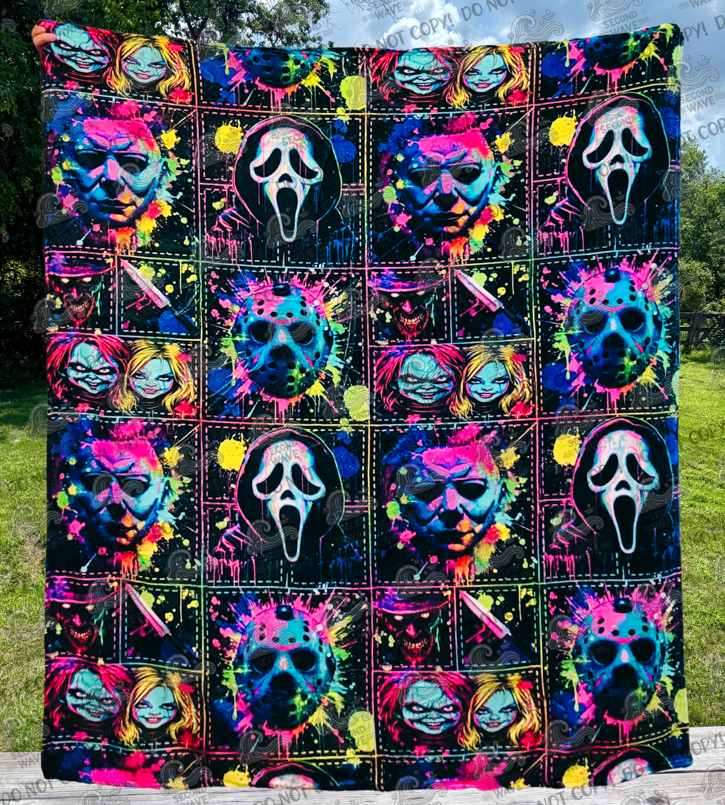 Halloween Neon Scary Guys 50x60 Inch Blanket