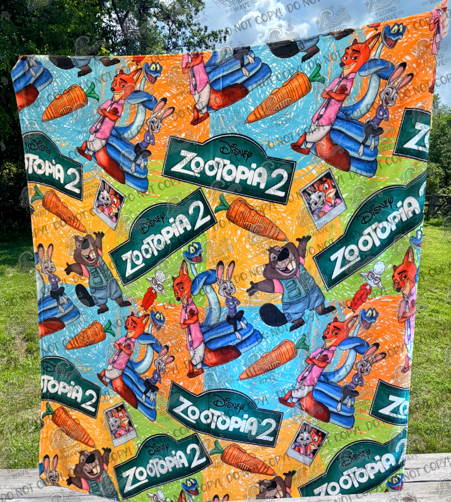 Zoo Animals Orange/Blue 50x60 Inch Blanket