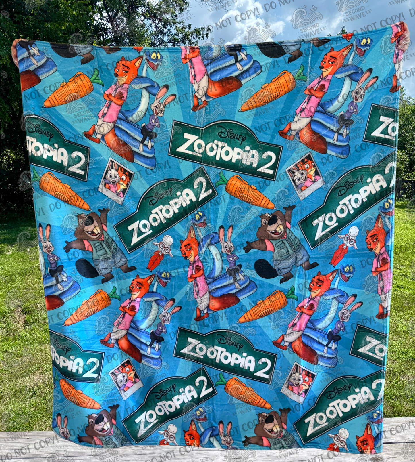 Zoo Animals Blue 50x60 Inch Blanket