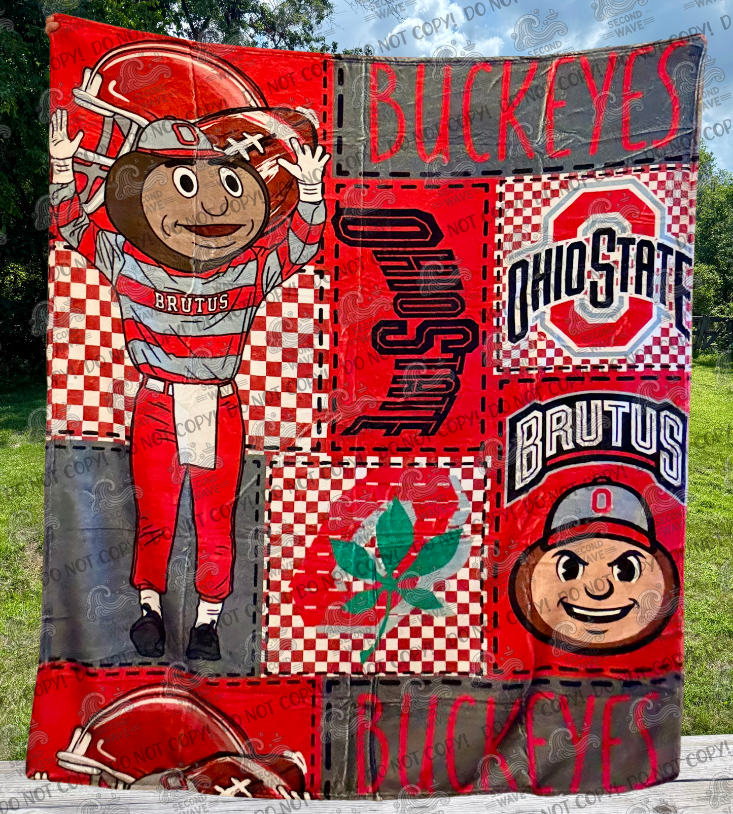 Football OhioS Patchwork 50x60 Inch Blanket