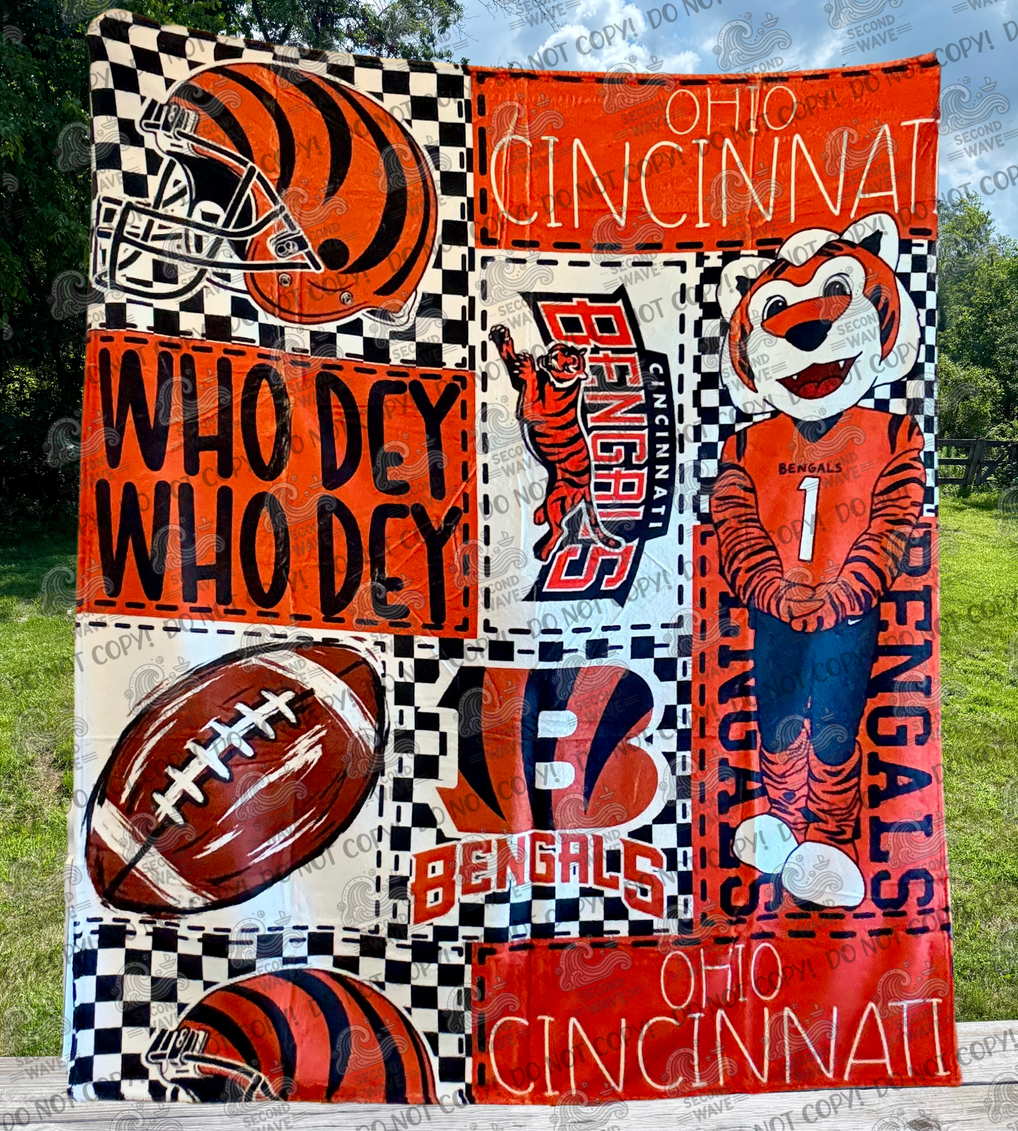 Football Cincinnati Patchwork 50x60 Inch Blanket