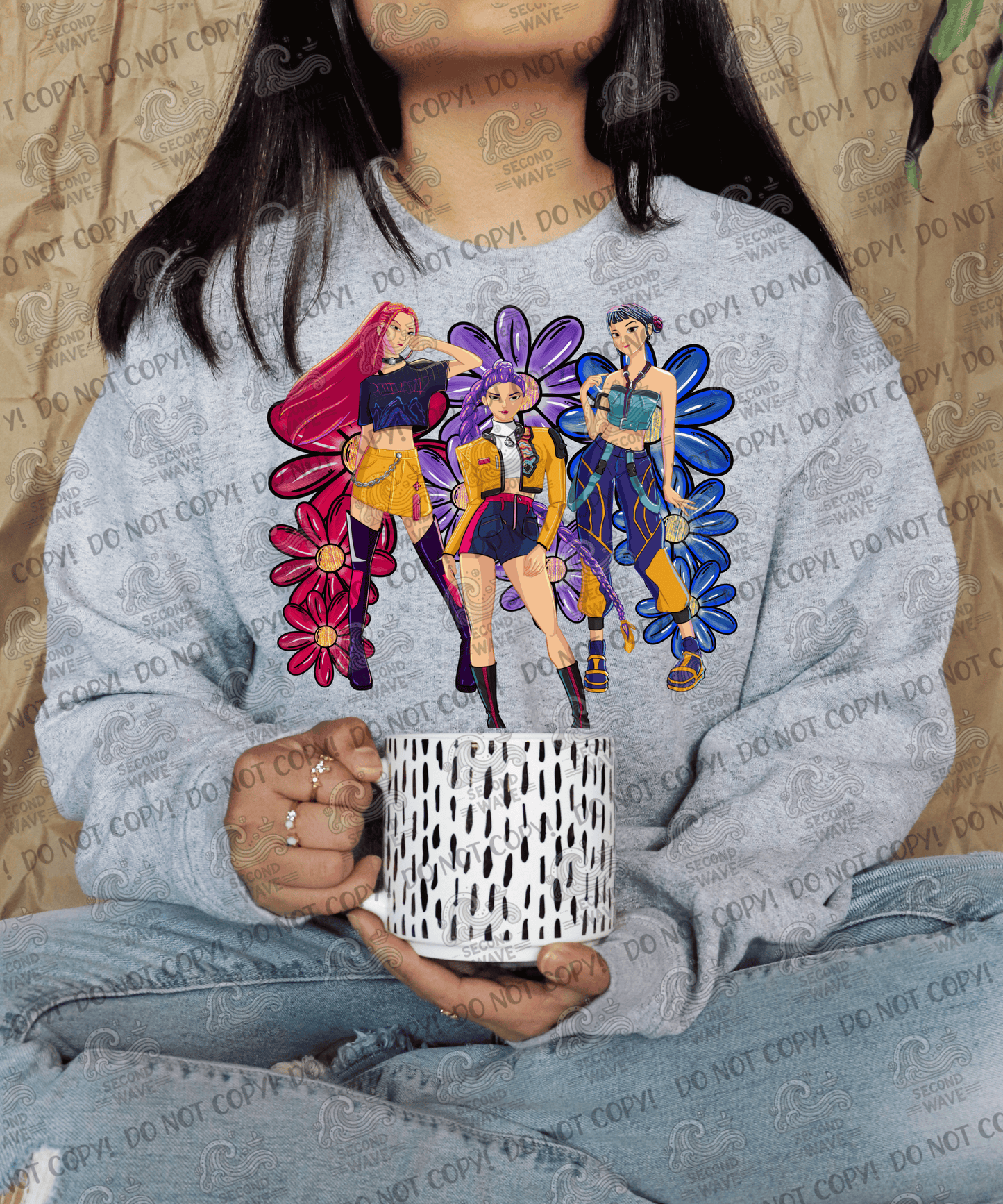 Huntrix Flowers Full Adult Tshirts, Crewnecks and Hoodies