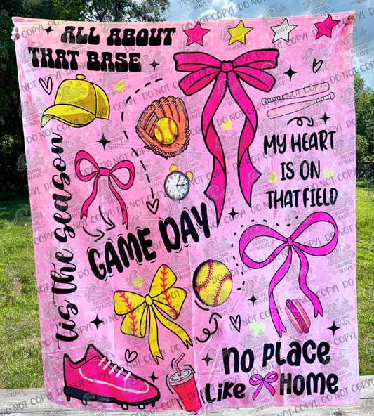 Softball Pink 50x60 Inch Blanket