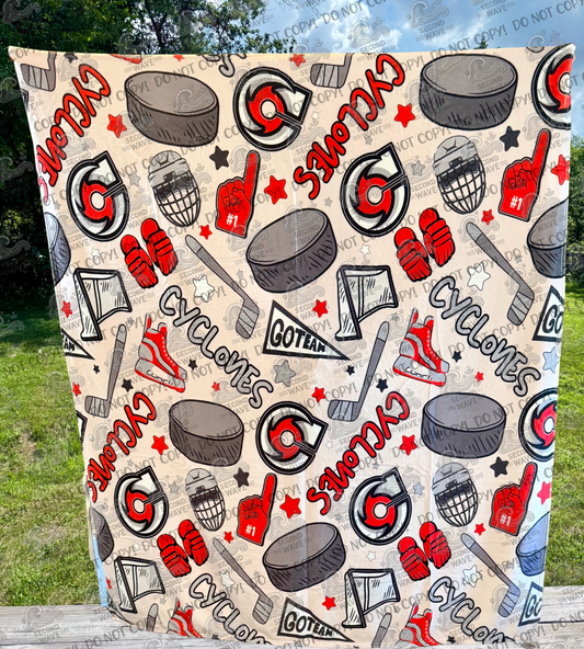 Cincinnati Hockey 50x60 Inch Blanket